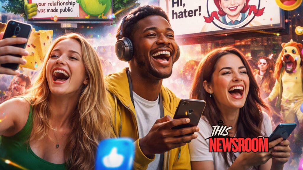 Viral social media trends of 2025 including Sydney Sweeney American Eagle ad, Coldplay kiss cam, and White House memes