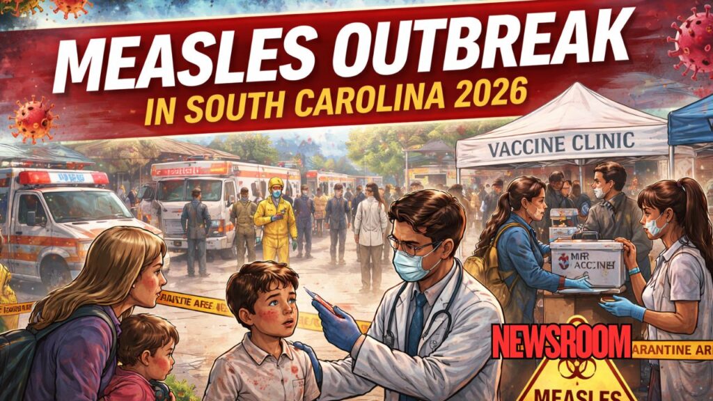 Measles outbreak in South Carolina 2026 showing quarantine efforts and vaccination clinics