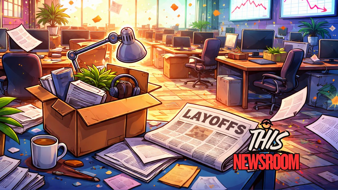 Empty newsroom symbolizing Wall Street Journal layoffs and the collapse of legacy media