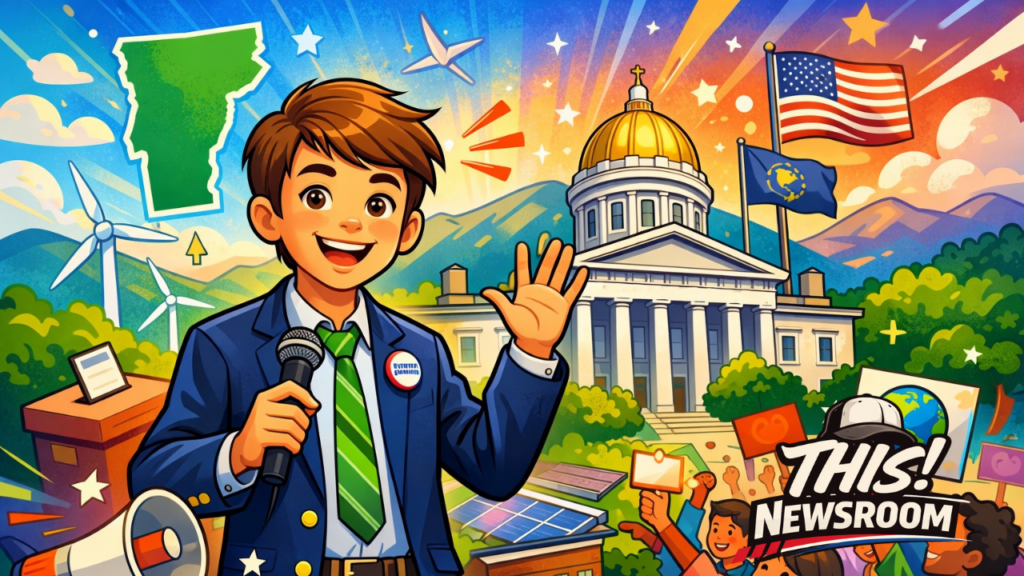 A 14-year-old candidate, Dean Roy, is running for governor of Vermont, igniting debate over youth leadership, legal limits, and the future of American politics.