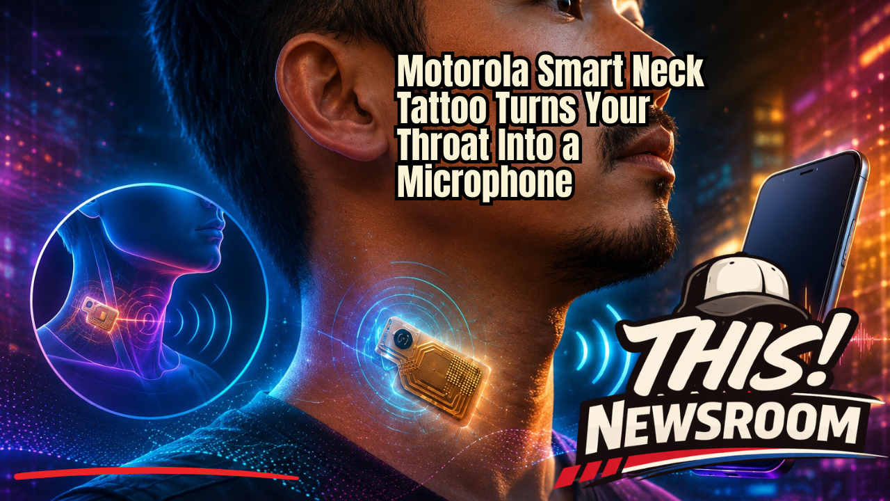 Motorola patented electronic skin technology designed to capture signals from the throat and function as a wearable microphone. But there’s an important catch behind the viral story.