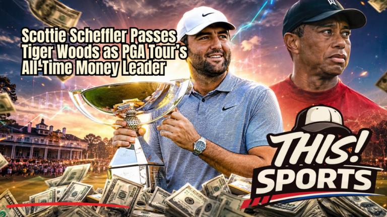 Scottie Scheffler has surpassed Tiger Woods to become the PGA Tour’s all-time leader in official career earnings.