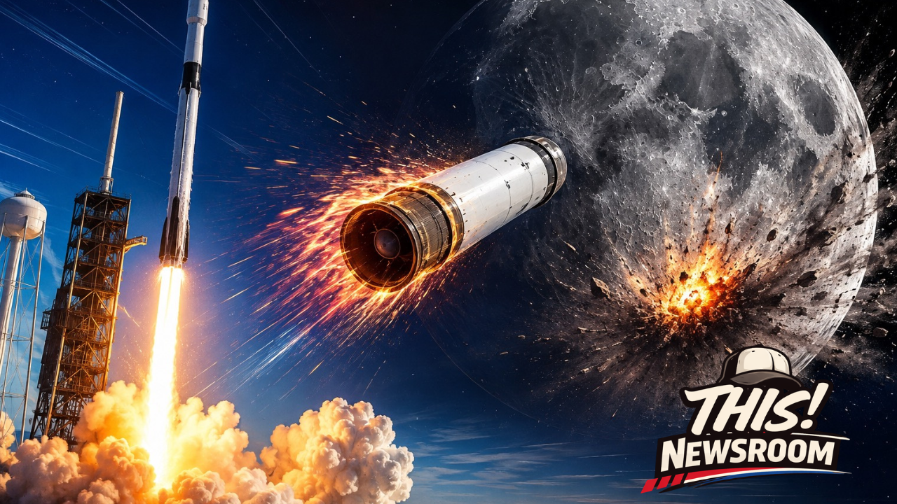 A spent Falcon 9 upper stage from a January 2025 mission is expected to impact the Moon near Einstein Crater on August 5, 2026.