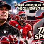 Georgia climbed to No. 2 in the AP Top 25 following a dominant 63-3 victory over Tennessee State.