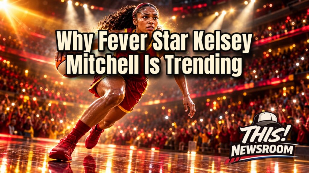 Kelsey Mitchell, Indiana Fever guard, driving to the basket in a packed arena at night, illustrating why the star is trending